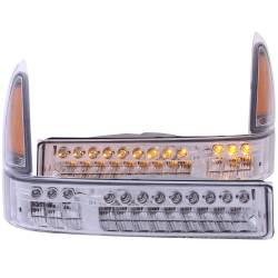 ANZO USA - LED Clear Lens Chrome Housing Amber Reflector Pair Ford Excursion 2000-2004, Ford F-250/F-350/F-450/F-550 Super Duty 1999-2004 ANZO USA