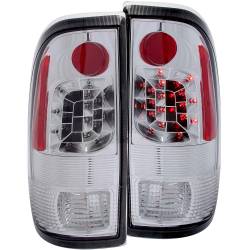 ANZO USA - Tail Light Set LED Clear Lens Chrome Housing Pair Ford F-150 1997-2003, Ford F-150 Heritage 2004, Ford F-250 1997-1999, Ford F-250/F-350 Super Duty 1999-2007 ANZO USA