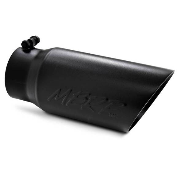 MBRP Exhaust - MBRP Exhaust Tip, 5" O.D. Dual Wall Angled  4" inlet  12" length - Black Coated T5053BLK
