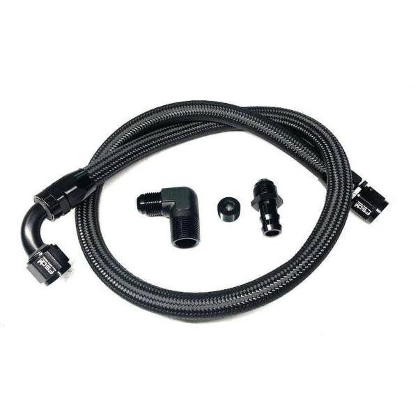 Full Send Diesel - 98.5-02 Dodge Cummins Lower Heater Hose Black Braided Full Send Diesel