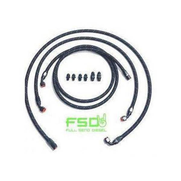 Full Send Diesel - 03-07 Dodge Cummins Stock Replacement Transmission Line Kit Black Braided Full Send Diesel
