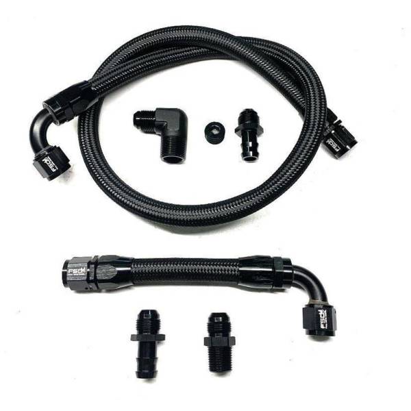 Full Send Diesel - 03-07 Dodge Cummins Heater Hose Kit Black Braided Full Send Diesel