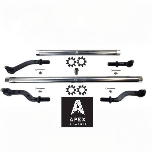 Apex Chassis - Heavy Duty Polished Aluminum Tie Rod and Drag Link Axle Swap Kit 05-11 Super Duty Jeep JK for Axle Upgrade Options Only Apex Chassis