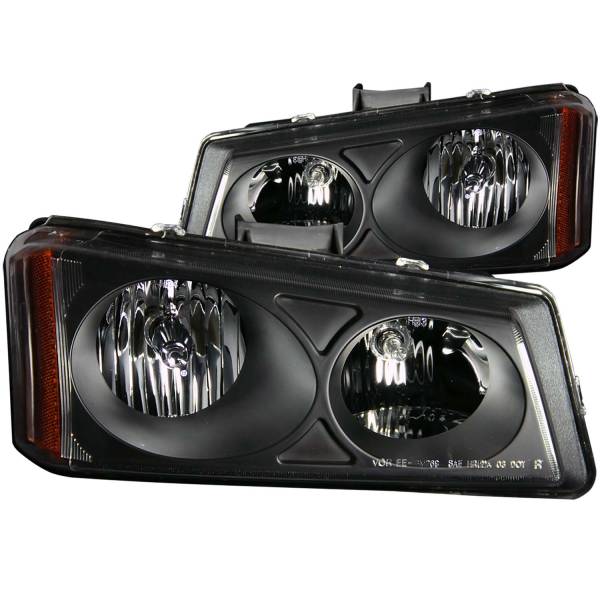 ANZO USA - Headlight Set Crystal Clear Lens Black Housing Pair Avalanche 1500/Avalanche/Avalanche Silverado 2500 2003-2006, Chevrolet Silverado 1500/1500 HD/2500 HD/3500 2003-2007 ANZO USA
