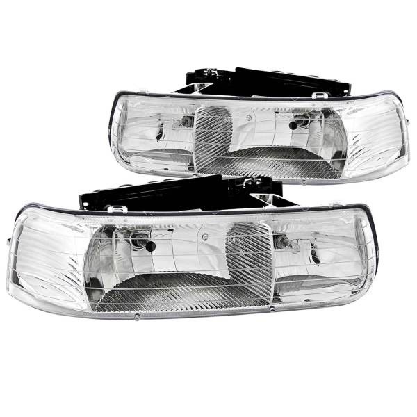 ANZO USA - Headlight Set Crystal Clear Lens Chrome Housing Pair Does Not Fit Gmc Models Chevrolet Silverado 1500/2500 1999-2002, 1500 HD/2500 HD/3500 2001-2002, Chevrolet Suburban 1500/2500/Tahoe 2000-2006 ANZO USA