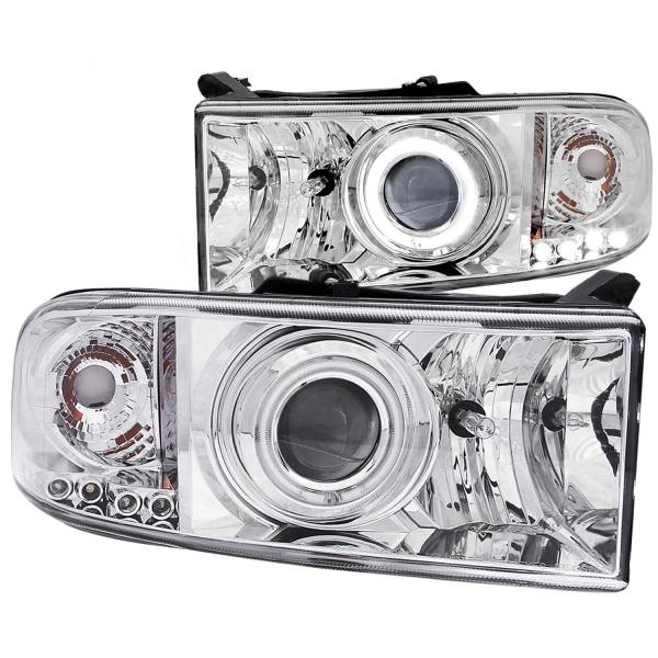 ANZO USA - Headlight Set Projector w/Halo Clear Lens Chrome Housing Pair CCFL Does Not Fit 99-01 Ram Models With Sport Package Dodge Ram 1500 1997-2001, Dodge Ram 2500/3500 1994-2002 ANZO USA