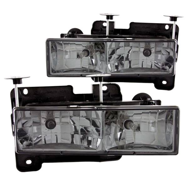 ANZO USA - Headlight Set Crystal Smoke Lens Chrome Housing Pair Does Not Fit Models With Sealed Beam Headlights Chevy/GMC Trucks/SUVs 1988-2000 ANZO USA