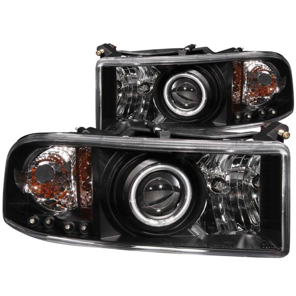 ANZO USA - Headlight Set Projector w/Halo Clear Lens Black Housing Pair CCFL Does Not Fit 99-01 Ram Models With Sport Package Dodge Ram 1500 1997-2001, Dodge Ram 2500/3500 1994-2002 ANZO USA