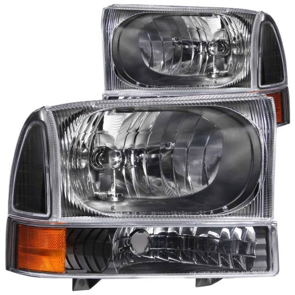 ANZO USA - Headlight Set Crystal Clear Lens Black Housing Pair 2 Pc Does Not Fit F-250 Light Duty Or Sealed Beam Models Ford Excursion 2000-2004, Ford F-250/F-350/F-450/F-550 Super Duty 1999-2004 ANZO USA