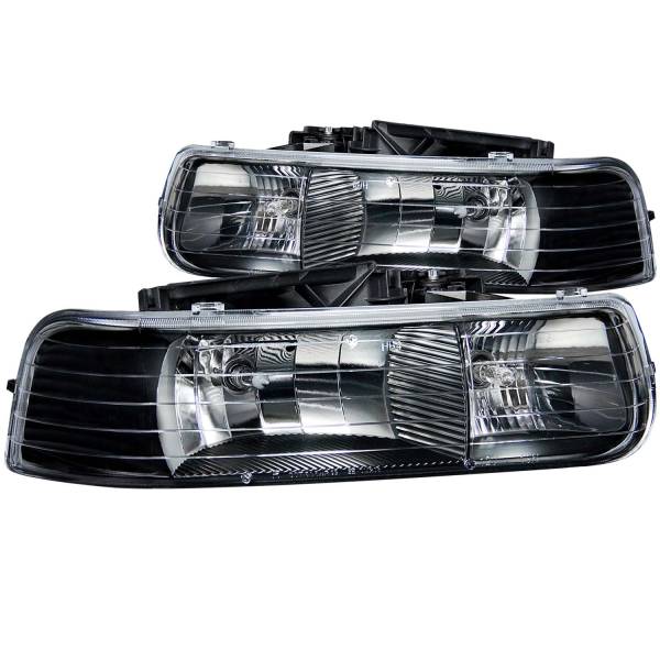 ANZO USA - Headlight Set Crystal Clear Lens Black Housing Pair Does Not Fit Gmc Models Chevrolet Silverado 1500/2500 1999-2002, 1500 HD/2500 HD/3500 2001-2002, Chevrolet Suburban 1500/2500/Tahoe 2000-2006 ANZO USA