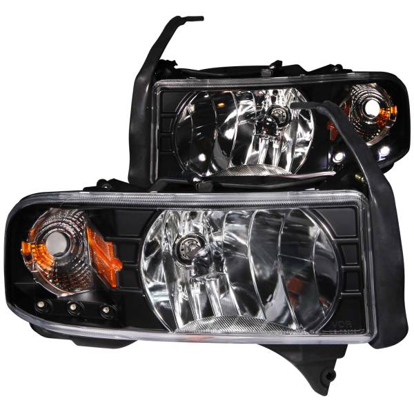 ANZO USA - Headlight Set Crystal Clear Lens Black Housing Pair w/1 Pc. LED Does Not Fit Ram Models With Sport Package Dodge Ram 1500 1994-2001, Dodge Ram 2500/3500 1994-2002 ANZO USA