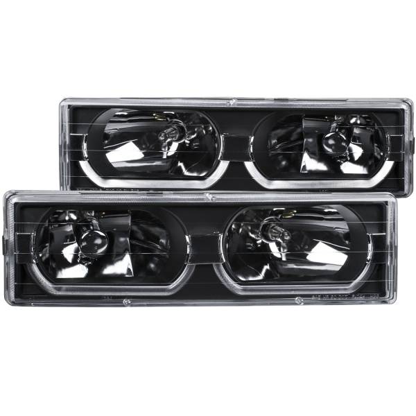 ANZO USA - Headlight Set Crystal Clear Lens Black Housing Pair W/Low Brow Chevy/GMC Trucks/SUVs 1988-2000 ANZO USA