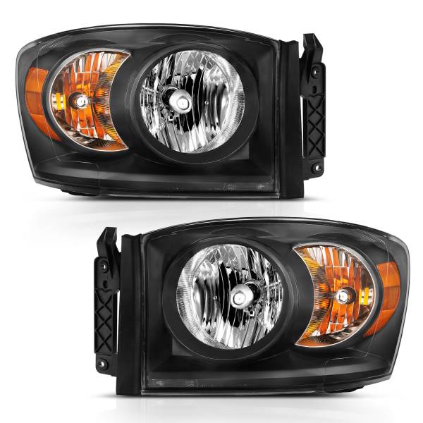 ANZO USA - Crystal Headlight Black Amber Dodge Ram 1500/2500/3500 2006-2008 ANZO USA