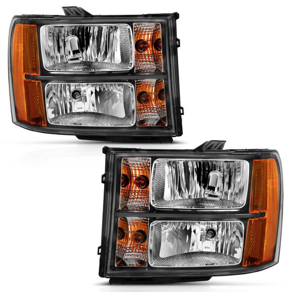 ANZO USA - Crystal Headlight Black Amber GMC Sierra 1500/2500 HD/3500 HD 2007-2013 ANZO USA