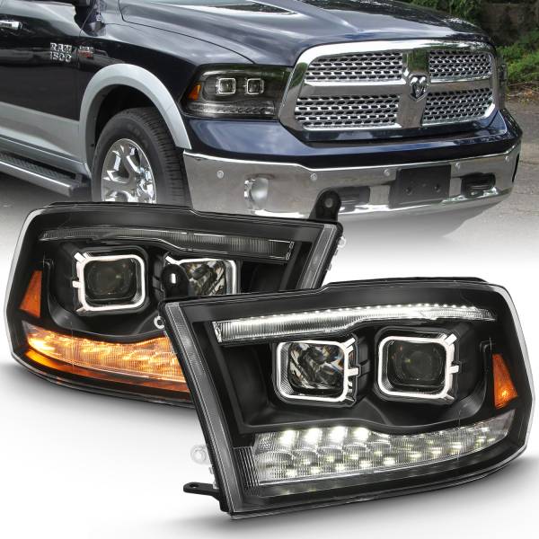 ANZO USA - Projector Headlights Black Housing W/SwitchbackRam 1500/2500/3500 2011-2018 ANZO USA