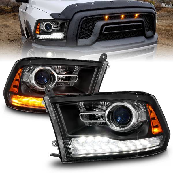 ANZO USA - Projector Headlights Plank Style Switchback+sequential Matte Black Housing Clear Lens PairRam 1500/2500/3500 2011-2018 ANZO USA