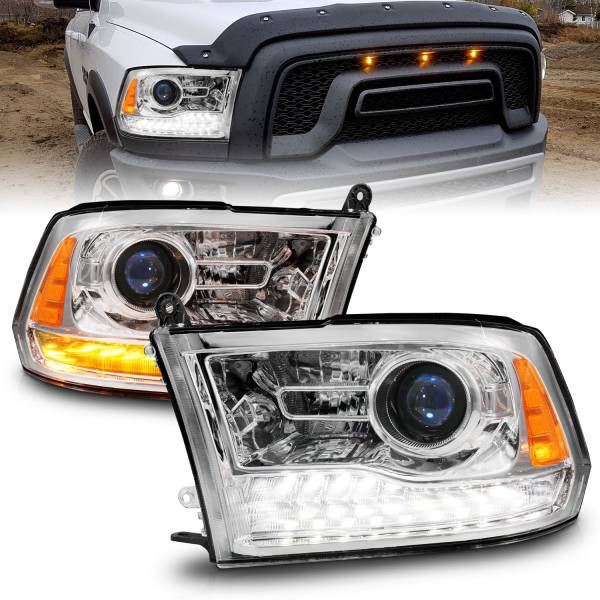 ANZO USA - Projector Headlights Plank Style Switchback+sequential Chrome Housing Clear Lens PairRam 1500/2500/3500 2011-2018 ANZO USA