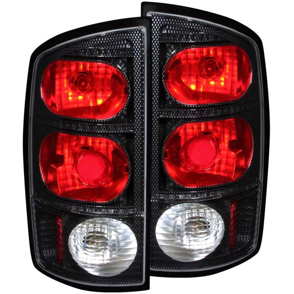 ANZO USA - Tail Light Set Clear/Red Lens Carbon Housing Pair Dodge Ram 1500 2002-2006, 2500/3500 2003-2006 ANZO USA