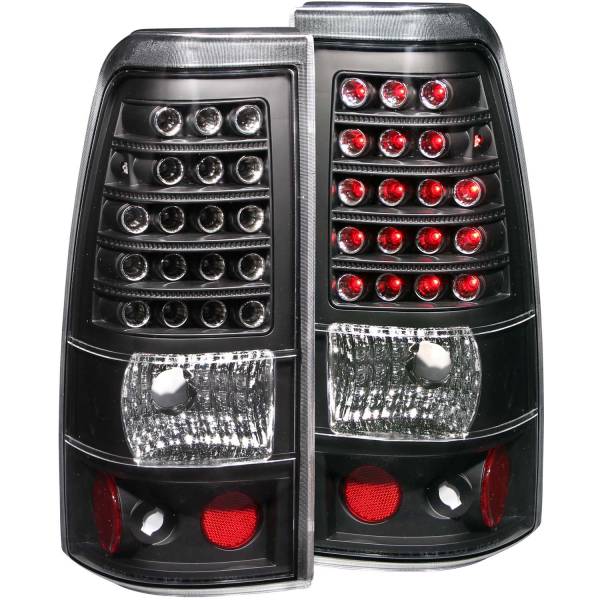 ANZO USA - Tail Light Set LED Clear Lens Black Housing Pair This Housing Has 3 Socket Ports Chevrolet Silverado 1500/2500 1999-2007, 1500 HD/3500 2001-2002, 2500 HD 2001-2007, 3500 HD 2007, GMC Sierra 1500 1999-2007, 1500 HD/2500 HD 2001-2007, 2500 1999-2004 ANZO US