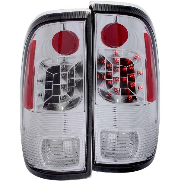 ANZO USA - Tail Light Set LED Clear Lens Chrome Housing Pair Ford F-150 1997-2003, Ford F-150 Heritage 2004, Ford F-250 1997-1999, Ford F-250/F-350 Super Duty 1999-2007 ANZO USA