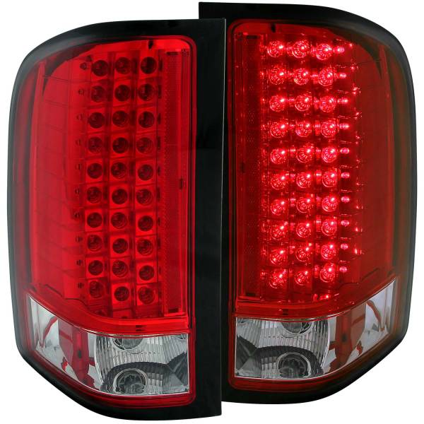 ANZO USA - Tail Light Set LED Red/Clear Lens Pair Chevrolet Silverado 1500 2007-2013, 2500 HD/3500 HD 2007-2014, 3500 2007 ANZO USA