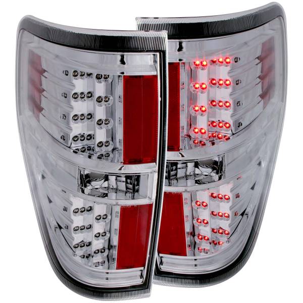 ANZO USA - Tail Light Set LED Red/White Clear Lens Chrome Housing Pair Ford F-150 2009-2014 ANZO USA