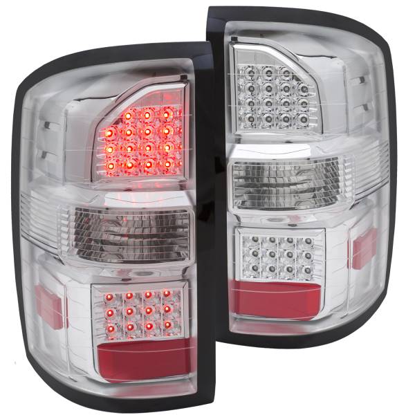 ANZO USA - Tail Light Set LED Clear Lens Chrome Housing Pair GMC Sierra 1500 2014-2015, 2500 HD 2014-2016 ANZO USA