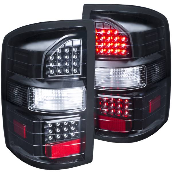 ANZO USA - Tail Light Set LED Clear Lens Black Housing Pair GMC Sierra 1500 2014-2015, 2500 HD 2014-2016 ANZO USA