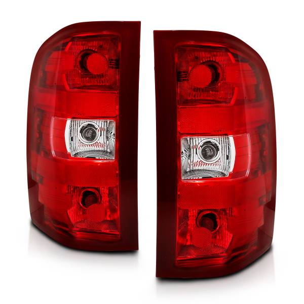 ANZO USA - Tail Light Set Chrome Housing Red/Clear Lens Pair Chevrolet Silverado 1500/3500 2007-2013, 1500 HD 2007, 2500/2500 HD/3500 HD 2007-2014 ANZO USA