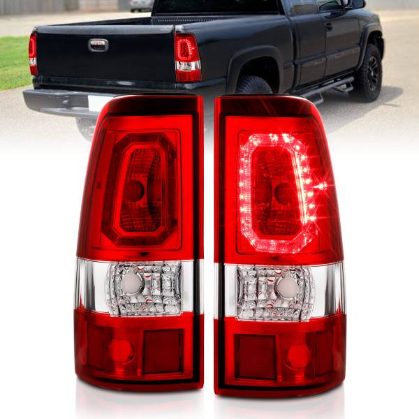 ANZO USA - Tail Light Set LED Chrome Housing Red Lens Pair Chevrolet Silverado 1500/1500 HD/2500 HD/3500 2003-2007, 2500 2003-2006 ANZO USA