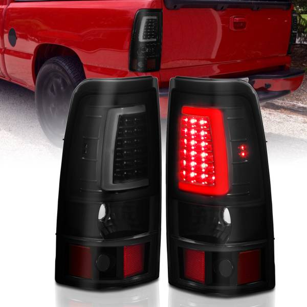 ANZO USA - Tail Light Set LED Black Housing Smoke Lens Pair Chevrolet Silverado 1500/2500 1999-2002, 1500 HD/2500 HD 2001-2002, 3500 2001-2003, GMC Sierra 1500 1999-2007, 1500 HD/2500 HD/3500 2001-2006, 2500 1999-2004 ANZO USA