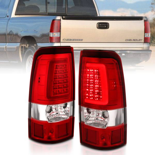 ANZO USA - Tail Light Set LED Chrome Housing Red/Clear Lens Pair Chevrolet Silverado 1500/1500 HD/2500 HD/3500 2003-2007, 2500 2003-2006 ANZO USA