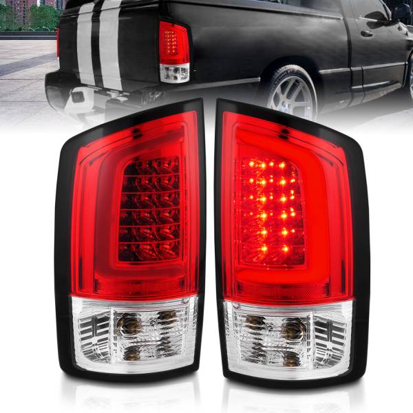 ANZO USA - Tail Light Set LED Chrome Housing Red/Clear Lens Pair Dodge Ram 1500 2002-2006, 2500/3500 2003-2006 ANZO USA