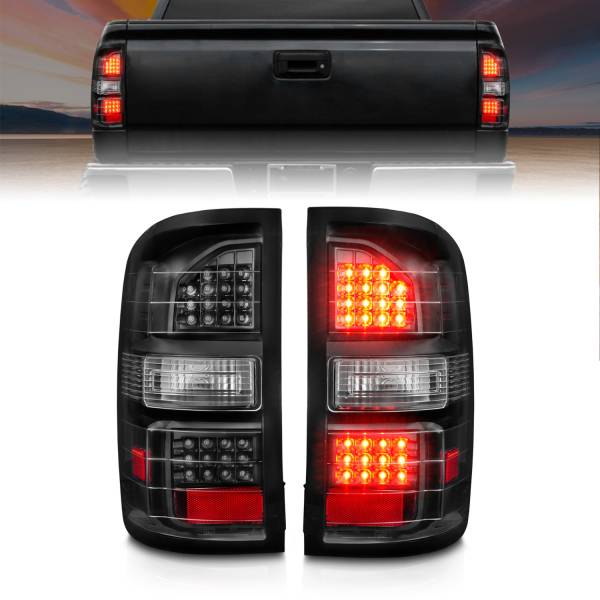 ANZO USA - Tail Light Set LED Black Housing Clear Lens Pair GMC Sierra 1500 2015-2018, 2500 HD/3500 HD 2014-2018 ANZO USA