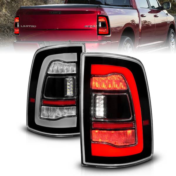 ANZO USA - Tail Light Set LED Tail Lights Black Clear Lens W/Assembly Sequential LED Turn Signal Black Housing Pair Dodge Ram 1500/2500/3500 2009-2018 ANZO USA