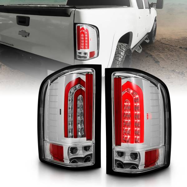 ANZO USA - Tail Light Led Taillights Chrome Chevrolet Silverado 1500/3500 2007-2013, 1500 HD 2007, 2500/2500 HD/3500 HD 2007-2014 ANZO USA