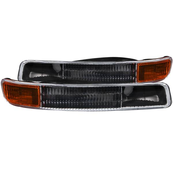 ANZO USA - Euro Parking Lights Clear Lens Black Housing Amber Reflector Pair GMC Sierra 1500 1999-2007, 1500 HD/2500 HD/3500 2001-2007, GMC Sierra 2500 1999-2004, GMC Yukon/XL 1500/XL 2500 2000-2006 ANZO USA