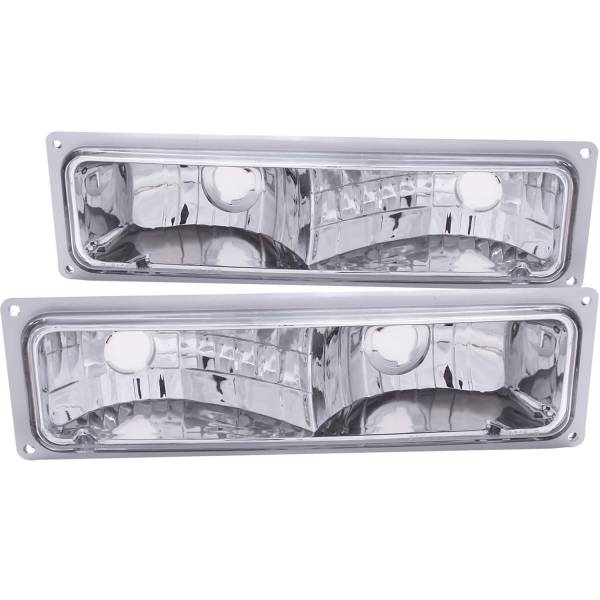 ANZO USA - Euro Clear Lens Chrome Housing Pair Chevy/GMC Trucks/SUVs 1988-2000 ANZO USA