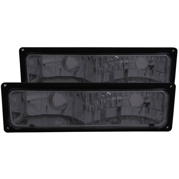 ANZO USA - Euro Smoke Lens Black Housing Pair Chevy/GMC Trucks/SUVs 1988-2000 ANZO USA