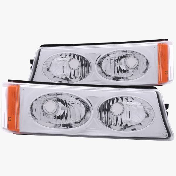 ANZO USA - Euro Clear Lens Chrome Housing Pair Chevrolet Avalanche 1500/Avalanche/Avalanche Silverado 2500 2003-2006, Chevrolet Silverado 1500/1500 HD/2500 HD/3500 2003-2007 ANZO USA