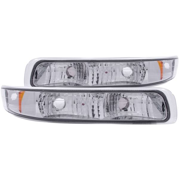 ANZO USA - Euro Clear Lens Chrome Housing Amber Reflector Pair Chevrolet Silverado 1500/2500 1999-2002, 1500 HD/2500 HD/3500 2001-2002, Chevrolet Suburban 1500/2500/Tahoe 2000-2006 ANZO USA