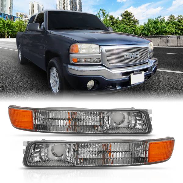 ANZO USA - Crystal Parking Light Parking Turn Signal Lights Chrome Amber (Oe) GMC Sierra 1500/Yukon 1999-2006, 2500 HD 2001-2006, GMC Yukon XL 1500/2500 2000-2006 ANZO USA
