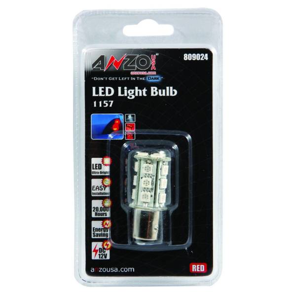 ANZO USA - Tail Light Bulb LED 1157 18 LEDS 1 3/4 Inch Tall Red ANZO USA
