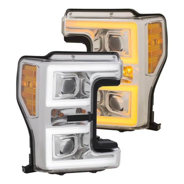 ANZO USA - ANZO USA Projector Headlights w/ U-Bar Switchback Chrome w/ Amber - 2017-2019 Ford Superduty
