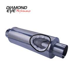 Diamond Eye Performance, 5" PERFERATED HIGH FLOW- STRAIGHT THROUGH PERFORMANCE MUFFLER - 5" x 5" x 30" - T409 STAINLESS STEEL - Polished - 70050