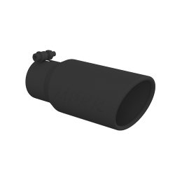 MBRP Exhaust Tip, 4" O.D., Angled Rolled End, 3" inlet, 10" length, Black, T5155BLK