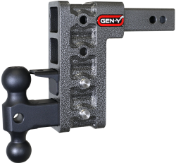 Mega Duty 2 Inch Shank 7.5 Inch Drop 1.5K TW 10K Hitch & GH-031 Dual-Ball & GH-032 Pintle Lock Gen Y Hitch