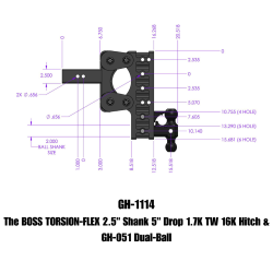 Gen Y Hitch - The Boss Torsion Flex 2.5 Inch Shank 5 Inch Drop 1.7K TW 16K Hitch & GH-051 Dual-Ball Gen Y Hitch - Image 3