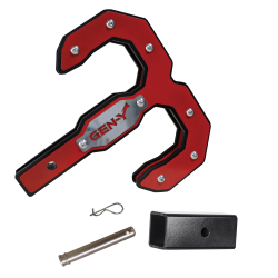 Hulk 2.0 Tow Hook 16K 2 Inch Shank Black/Red with GH-007-1 Reducer Sleeve, GH-099 Pin & GH-011 Clip Gen Y Hitch
