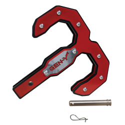 Hulk 2.0 16K Tow Hook 2 Inch Shank Black/Red with GH-099 Pin & GH-011 Clip Gen Y Hitch